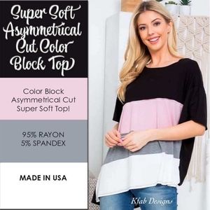 Super Soft Asymmetrical Cut Color Block Top